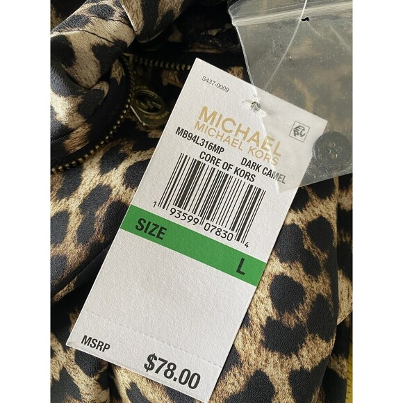 Michael Kors NWT Brown Leopard Animal Full Zip Top Jacket Shacket Size L - Picture 4 of 6